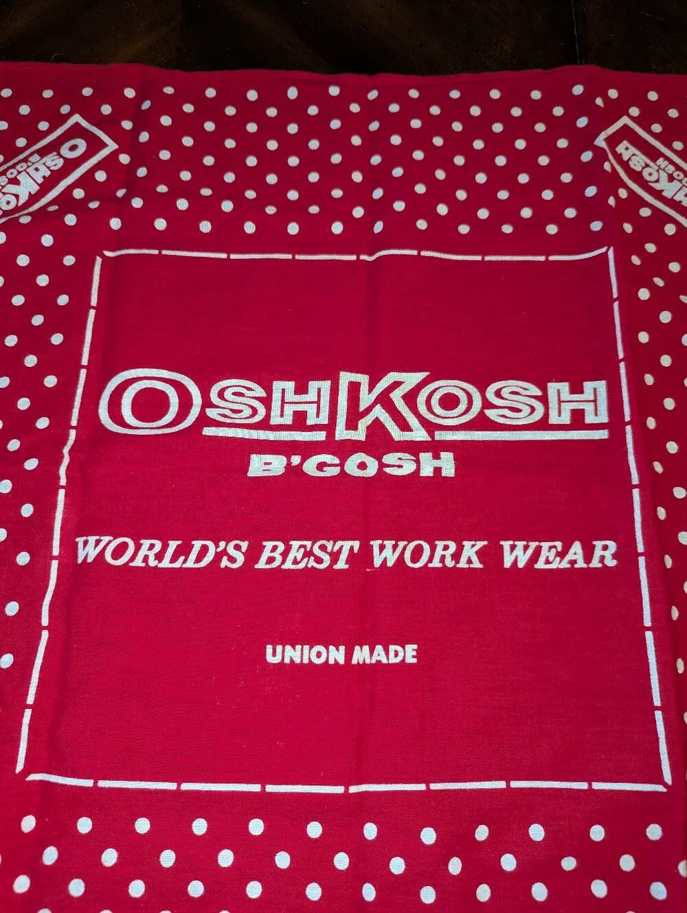 Vintage 70’s Osh Kosh B'Gosh Work Wear Bandana Hanky Polk-A-Dot Union Made Red